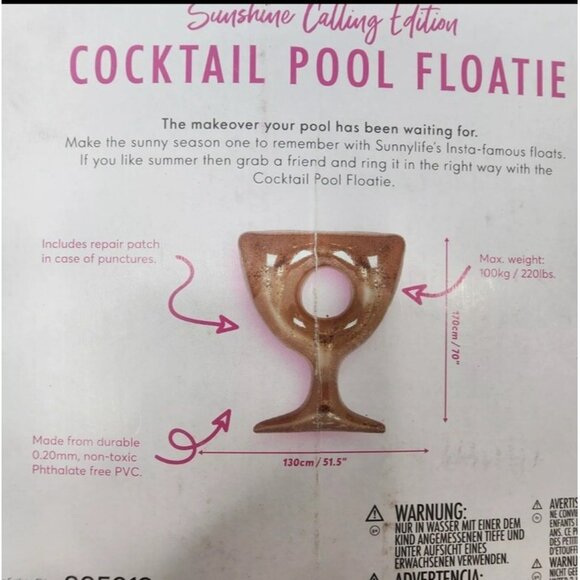 NEW SUNNYLIFE X Absolut Elyx Luxe Lie-On Cocktail Pool Float - Beach Fun - Picture 8 of 11